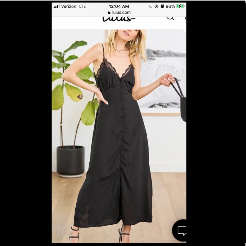 Lulus black midi dress vneck
